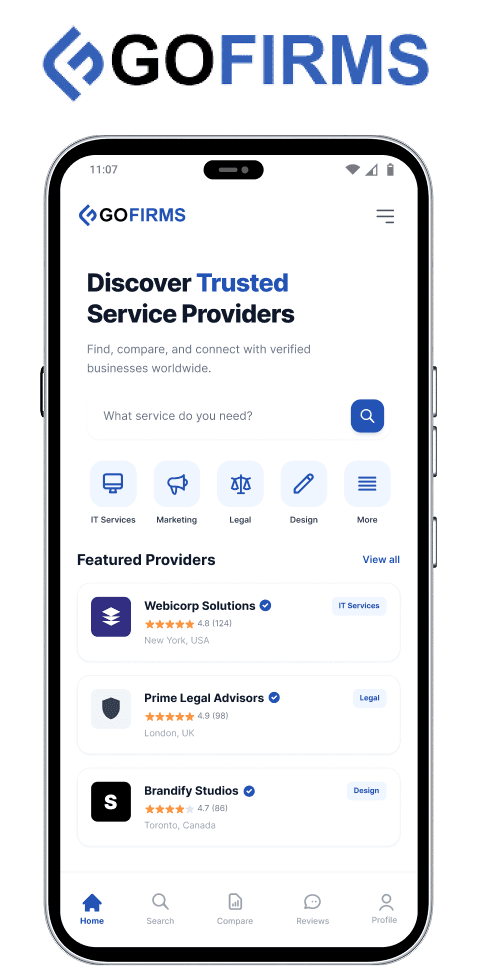 GoFirms product screens
