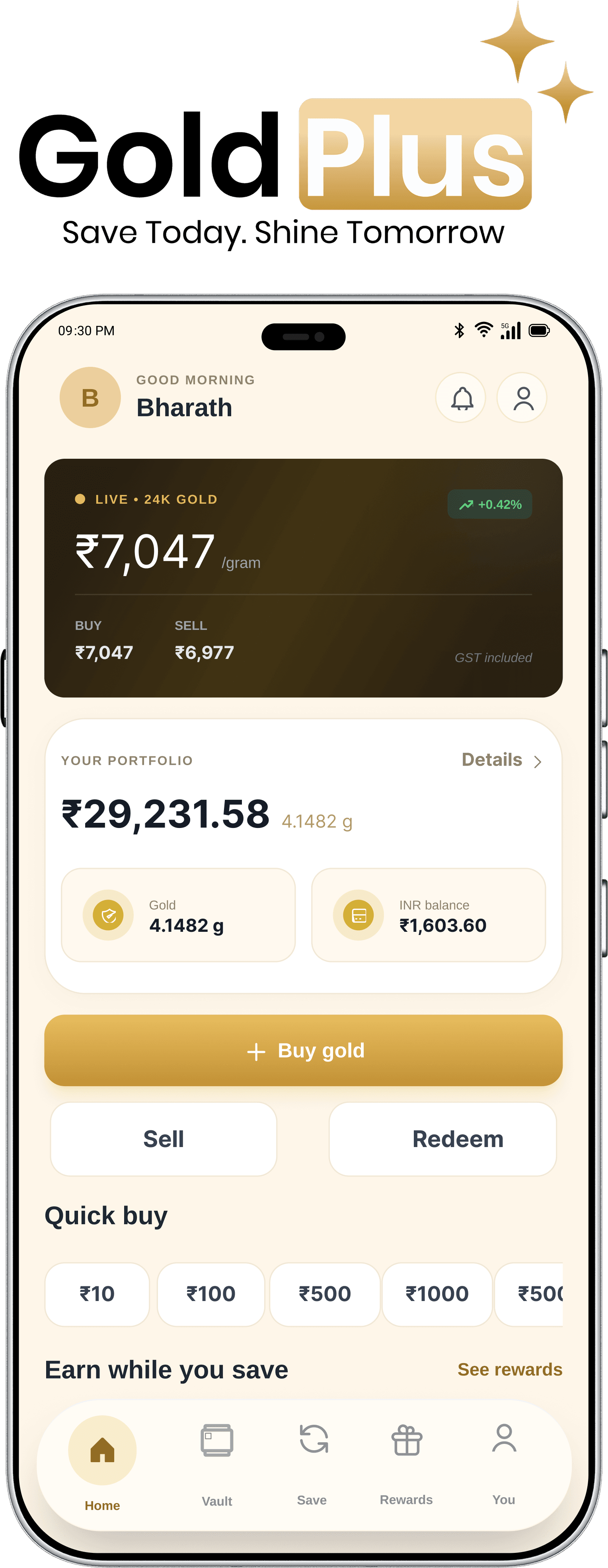 GoldPlus product screens